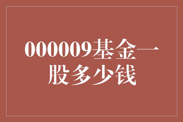 000009基金一股多少钱