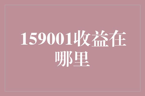 159001收益在哪里