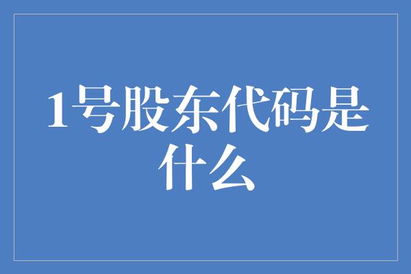 1号股东代码是什么