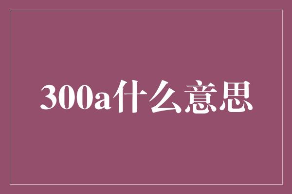 300a什么意思