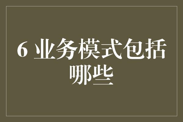 6 业务模式包括哪些