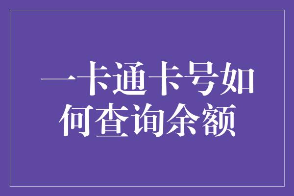 一卡通卡号如何查询余额