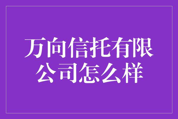 万向信托有限公司怎么样