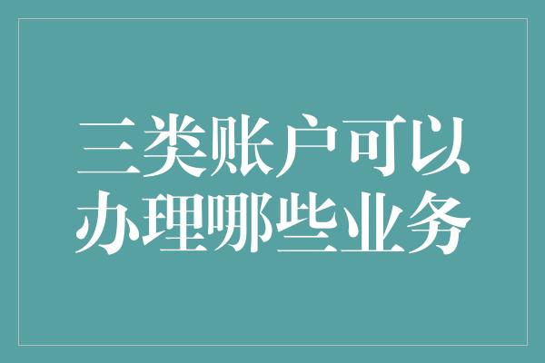 三类账户可以办理哪些业务