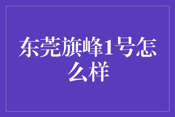 东莞旗峰1号怎么样