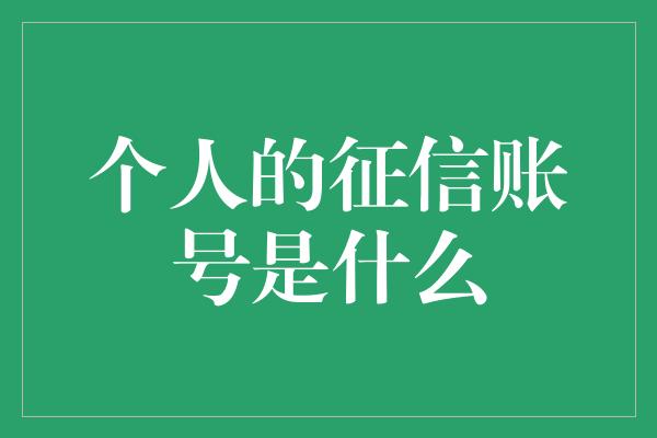 个人的征信账号是什么