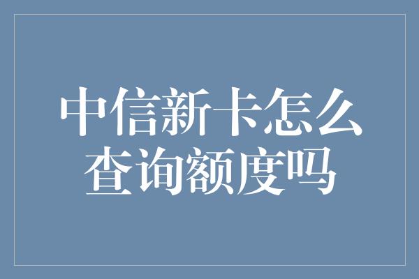 中信新卡怎么查询额度吗