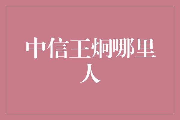 中信王炯哪里人