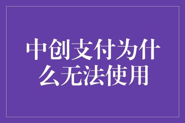 中创支付为什么无法使用