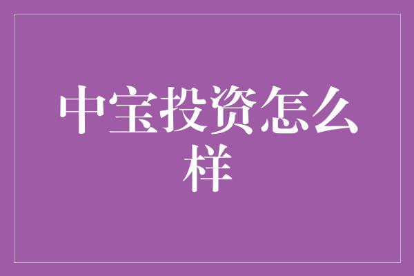 中宝投资怎么样