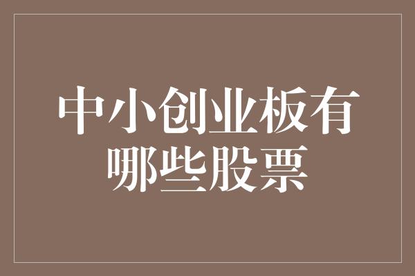 中小创业板有哪些股票