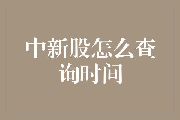 中新股怎么查询时间