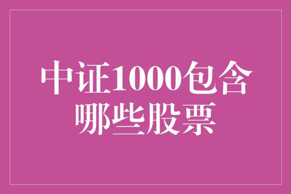 中证1000包含哪些股票