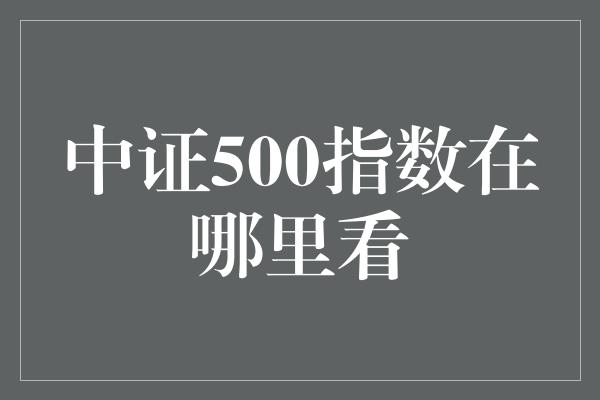 中证500指数在哪里看