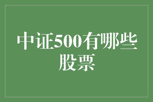 中证500有哪些股票