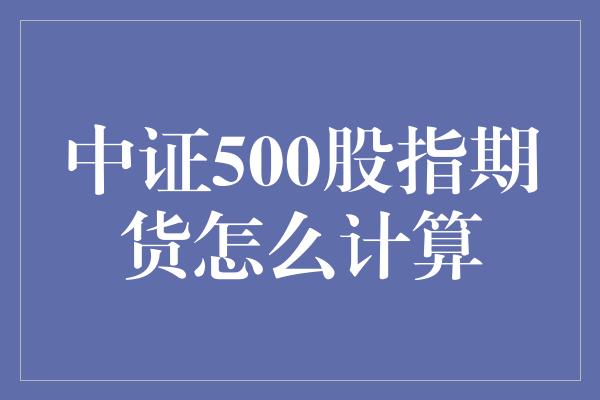 中证500股指期货怎么计算