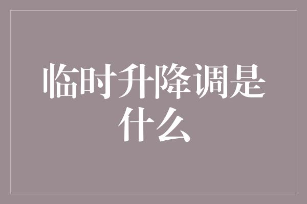 临时升降调是什么