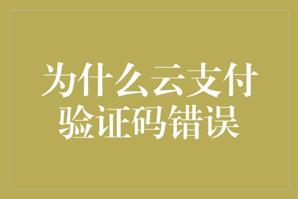 为什么云支付验证码错误