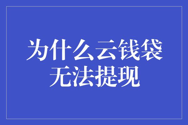 为什么云钱袋无法提现