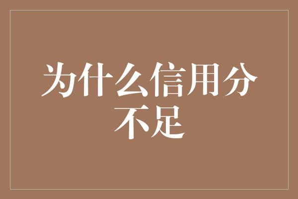 为什么信用分不足