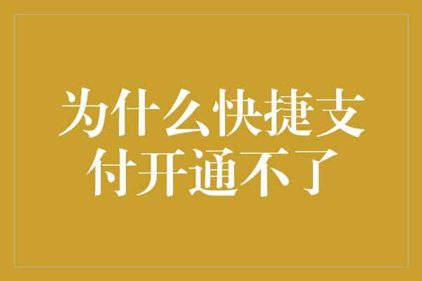 为什么快捷支付开通不了