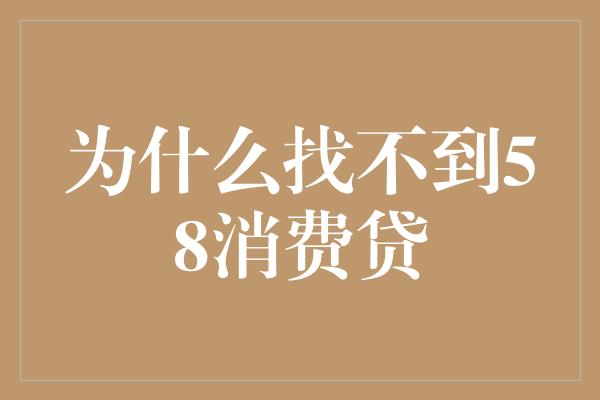 为什么找不到58消费贷