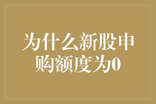 为什么新股申购额度为0