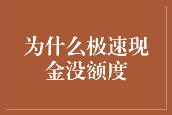 为什么极速现金没额度