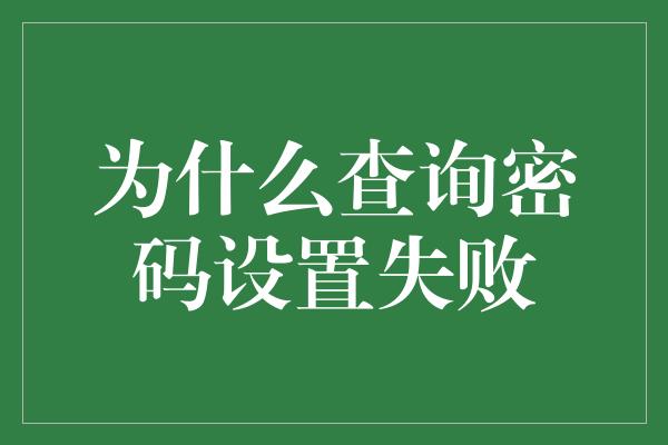 为什么查询密码设置失败