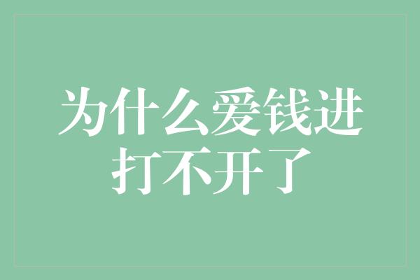 为什么爱钱进打不开了