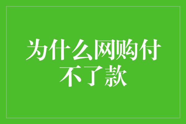 为什么网购付不了款