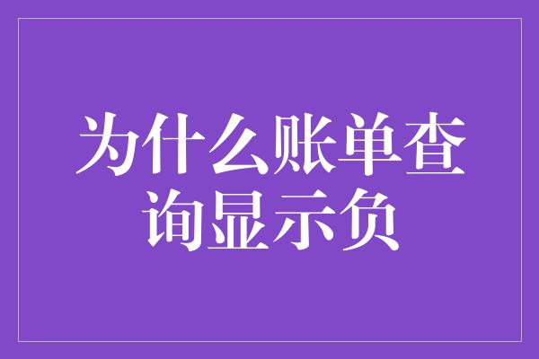 为什么账单查询显示负