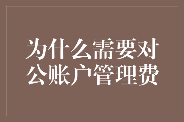 为什么需要对公账户管理费