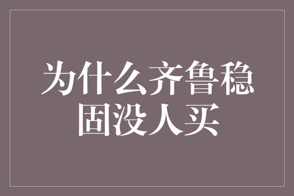 为什么齐鲁稳固没人买