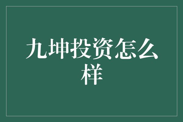 九坤投资怎么样