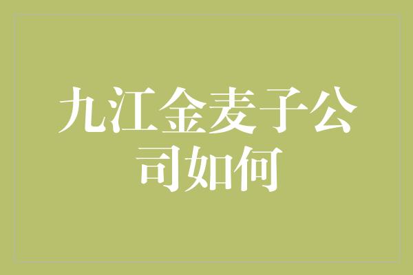 九江金麦子公司如何