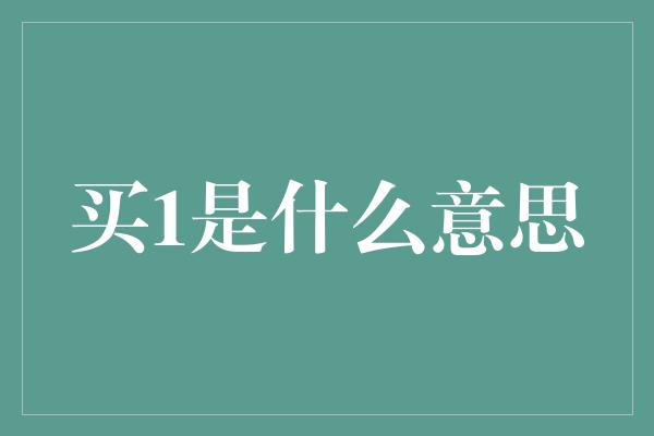 买1是什么意思