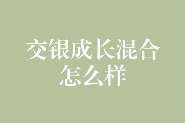 交银成长混合怎么样