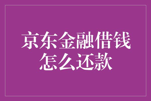 京东金融借钱怎么还款