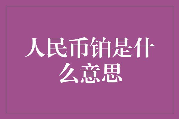 人民币铂是什么意思