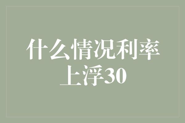 什么情况利率上浮30