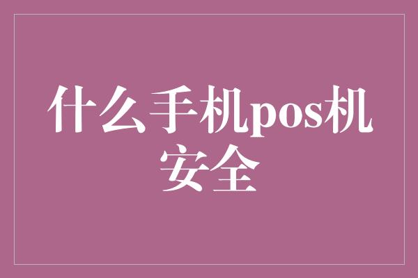 什么手机pos机安全