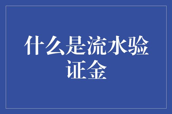 什么是流水验证金