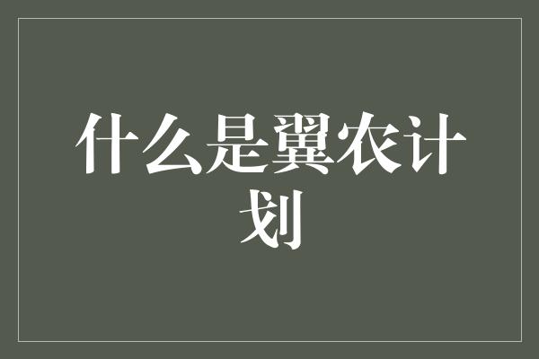 什么是翼农计划