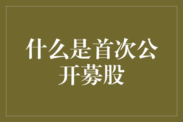 什么是首次公开募股