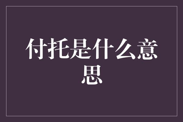 付托是什么意思