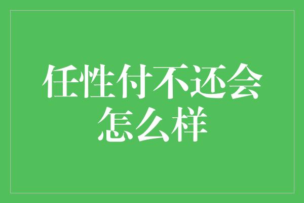 任性付不还会怎么样