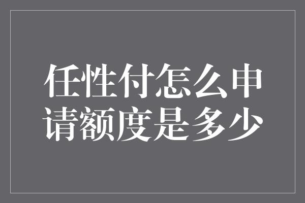 任性付怎么申请额度是多少