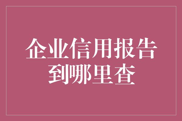 企业信用报告到哪里查