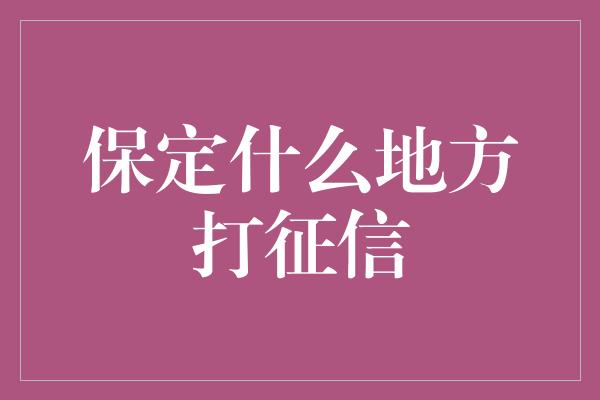 保定什么地方打征信